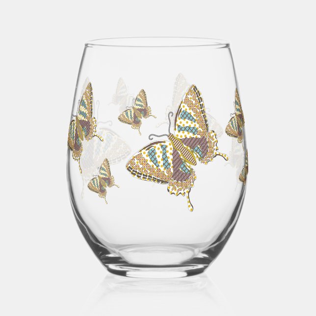 Verre À Vin Sans Pied Papillon Aztec (Recto)