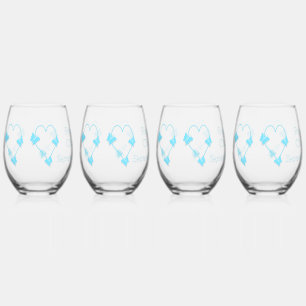 Verre À Vin Sans Pied Papillon bleu couleur Mariage de conception cardia