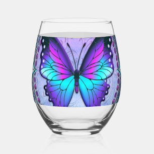 Verre À Vin Sans Pied Papillon de sublimation avec Arrière - plan