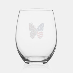 Verre À Vin Sans Pied Papillon patriotique vintage de la paix Vector Art