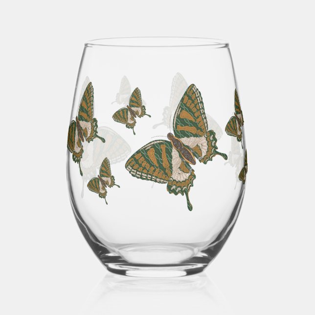 Verre À Vin Sans Pied Papillon Swallowtail Aborigène (Recto)