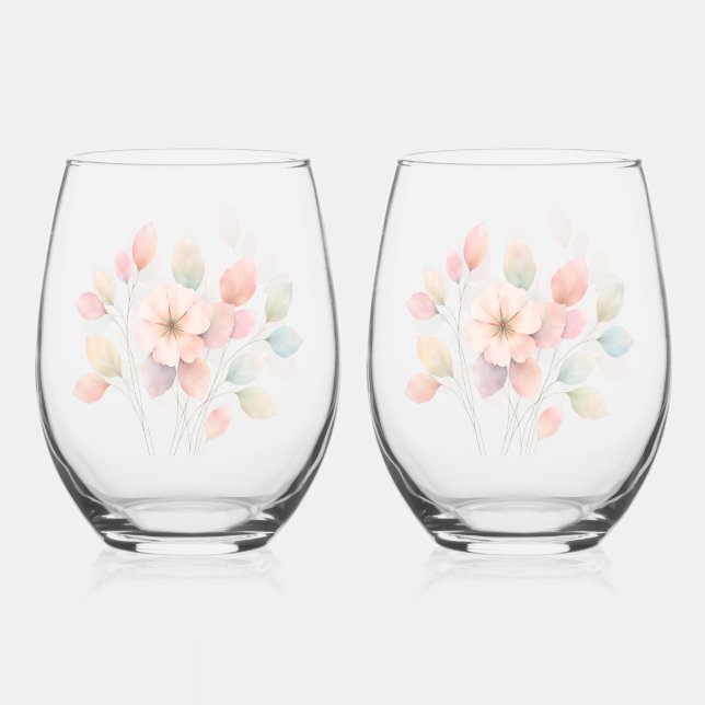 Verre À Vin Sans Pied Parfaits Floraux Pastel (Recto)