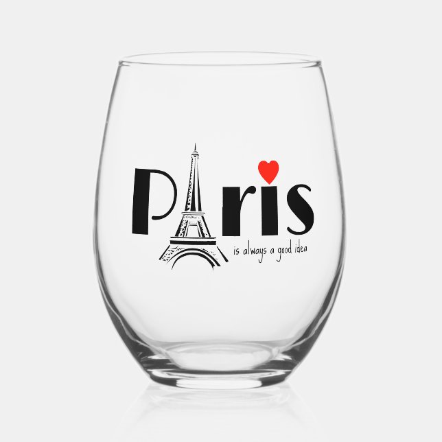 Verre À Vin Sans Pied Paris Eiffel Tower Design  (Recto)