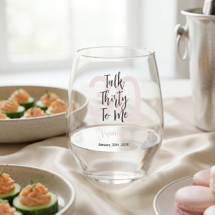 Verre À Vin Sans Pied Parler trente à moi rose moderne fête d'anniversai