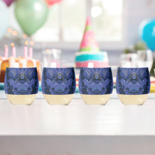 Verre À Vin Sans Pied Parties scintillant bleue Galaxy Swirl Abstrait Mo