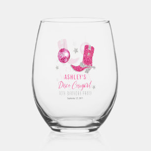 Verre À Vin Sans Pied Parties scintillant Disco Rose Cowgirl 40e fête d'