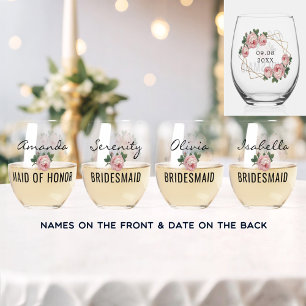 Verre À Vin Sans Pied Parties scintillant d'or de l'équipe nuptiale Geo