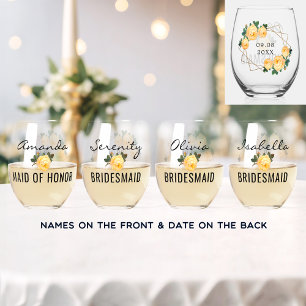 Verre À Vin Sans Pied Parties scintillant d'or de l'équipe nuptiale Geo