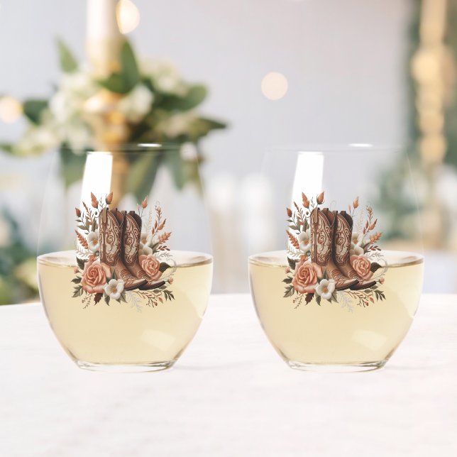 Verre À Vin Sans Pied Pays élégant moderne Occidental- Fleurs (Insitu (Mariage))