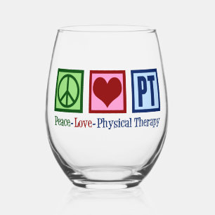 Verre À Vin Sans Pied Peace Love Physical Therapy Cute PT