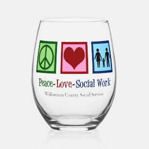 Verre À Vin Sans Pied Peace Love Social Work Don