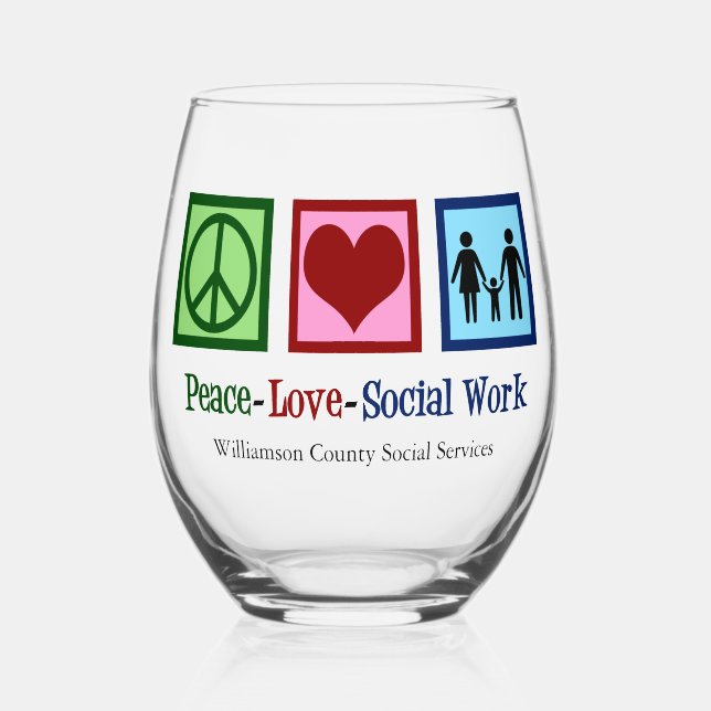 Verre À Vin Sans Pied Peace Love Social Work Don (Recto)