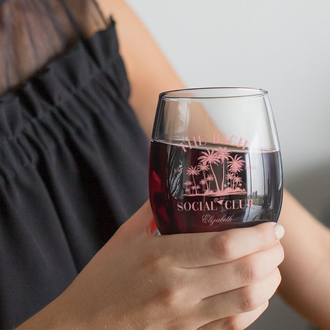 Verre À Vin Sans Pied Peach Beach Social Club Bachelorette (Créateur téléchargé)