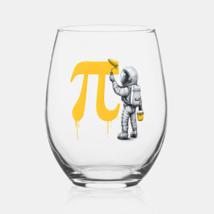 Verre À Vin Sans Pied Peinture d'astronaute cool symbole Pi Jour de Pi