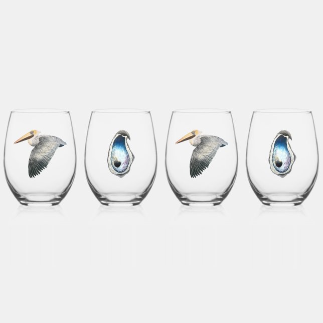 Verre À Vin Sans Pied Pelican & Oyster Verre sans vin - 4 set (Recto)