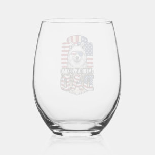 Verre À Vin Sans Pied Père Esquimau Américain Patriotique Vintage Chien
