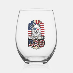 Verre À Vin Sans Pied Père Esquimau Américain Patriotique Vintage Chien