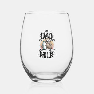 Verre À Vin Sans Pied père et fils avec paresseux au lait création graph