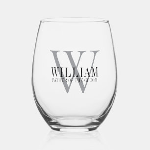 Verre À Vin Sans Pied Père monogrammé personnalisé de la chambre