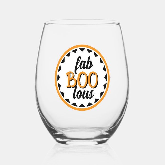 Verre À Vin Sans Pied Personalized Fab Boo Lous Halloween Party Design (Recto)