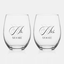 Personalized Mr. & Mrs. Stemless Wine Glass