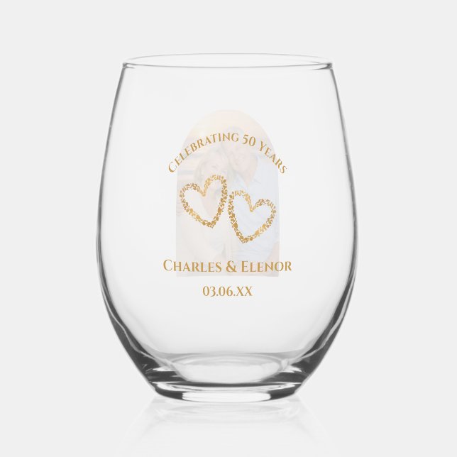 Verre À Vin Sans Pied Personalized Photo Keepsake 50th Anniversary Gift (Verso)