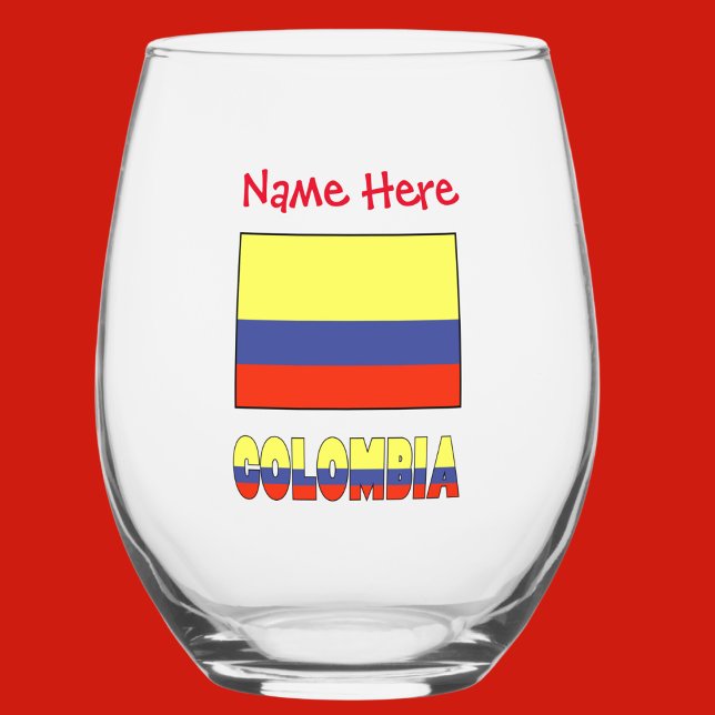 Verre À Vin Sans Pied Personnalisation rouge du drapeau colombien (Créateur téléchargé)