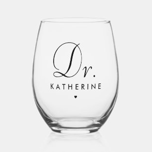Verre À Vin Sans Pied Personnalisé Dr Elegant Typographie Docteur Gradua