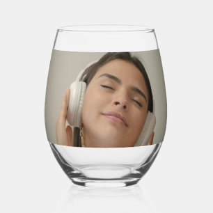 Verre À Vin Sans Pied Personnalisé Photo Moderne Complète