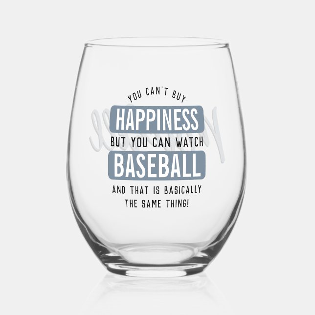 Verre À Vin Sans Pied Personnalisé regarder le baseball est Happiness Fu (Recto)