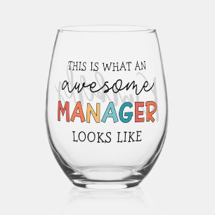 Verre À Vin Sans Pied Personnalisé Retro Awesome Manager Drôle