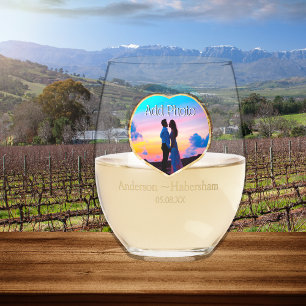 Verre À Vin Sans Pied Personnaliser le nom de la date du modèle de photo