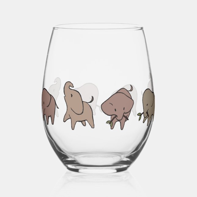 Verre À Vin Sans Pied Petits éléphants (Recto)