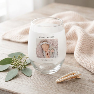 Verre À Vin Sans Pied Photo de nouveau-né année de naissance de grand-mè