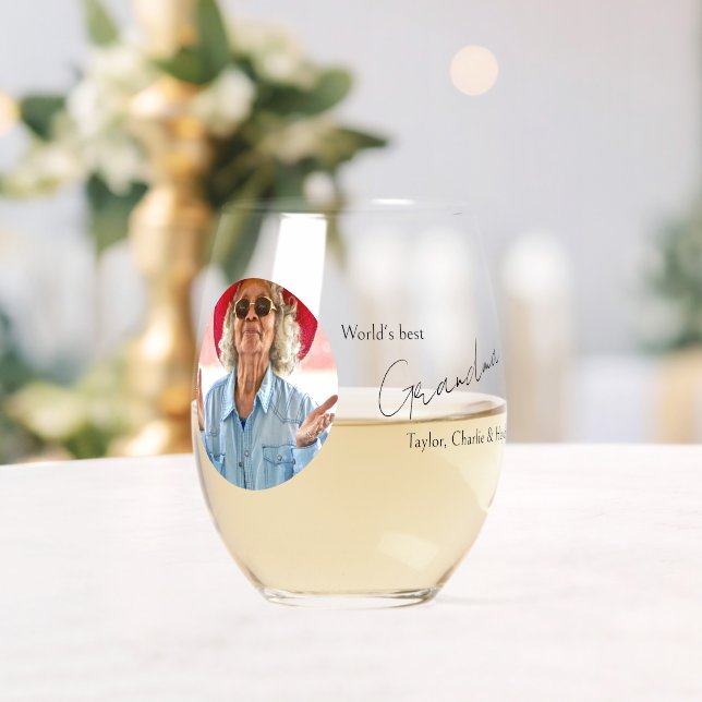 Verre À Vin Sans Pied Photo et texte personnalisés (Insitu (Mariage))