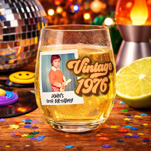 Verre À Vin Sans Pied Photo vintage 1976 pour un 50e anniversaire
