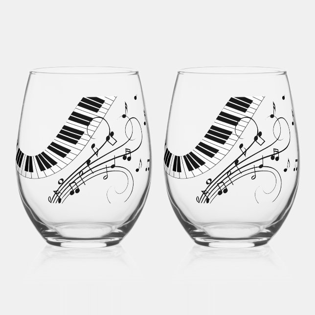 Verre À Vin Sans Pied Piano Keyboard Music Design (Recto)
