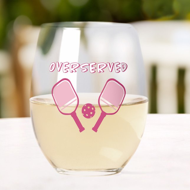 Verre À Vin Sans Pied Pickleball Surdosé Pun Sportif Mignon Rose Féminin (Pickleball Overserved Cute Sports Pun Pink Girly Stemless Wine Glass)