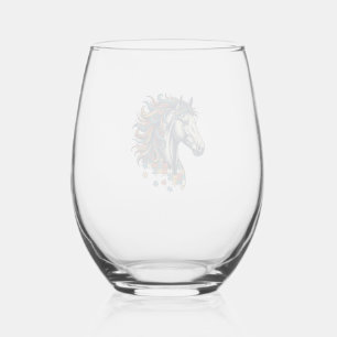 Verre À Vin Sans Pied Pièce de puzzle de cheval coloré T-Shirt gravure v