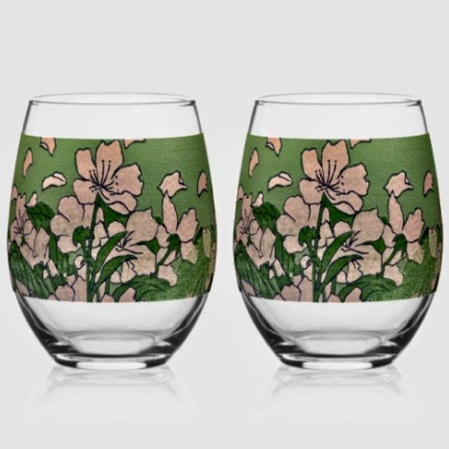 Verre À Vin Sans Pied Pink Blossom Green  (Créateur téléchargé)