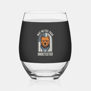 Verre À Vin Sans Pied Pitbull Patriotique Chien de Garde
