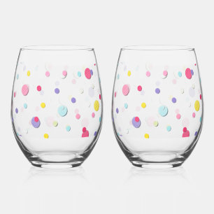Verre À Vin Sans Pied Plaisir Rempli Polka Dot Imprimer