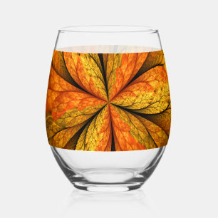 Verre À Vin Sans Pied Plante d'automne, Abstrait moderne Fractal Art Lea