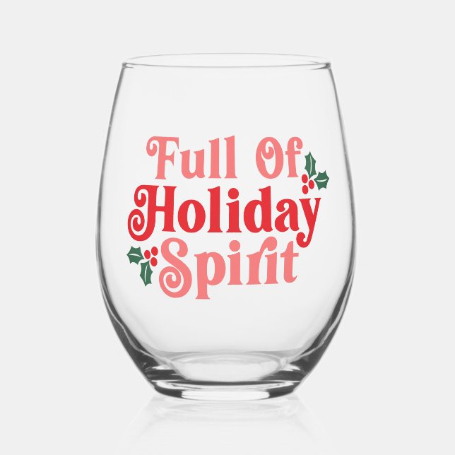 Verre À Vin Sans Pied Plein d'esprit de vacances - Typographie festive (Recto)