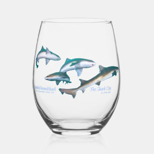 Verre À Vin Sans Pied Plongée avec Shark Drinkware Set
