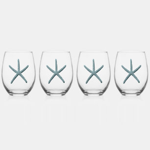 Verre À Vin Sans Pied Poche à doigt bleu