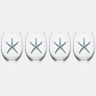 Verre À Vin Sans Pied Poche à doigt bleu