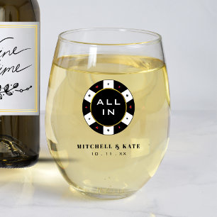 Verre À Vin Sans Pied Poker Chip Tout Dans Mariage Favoriser Noir