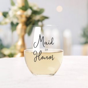 Verre À Vin Sans Pied Police D'Honneur Personnalisée En Texte Noir