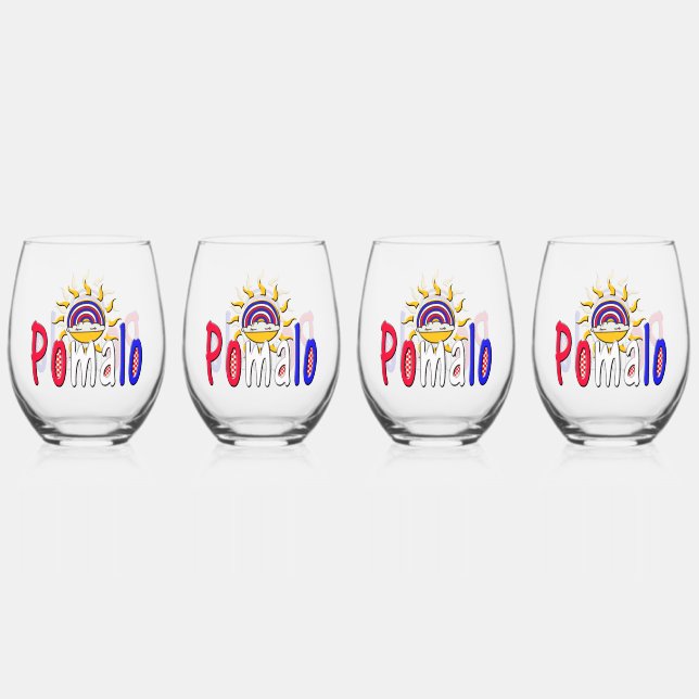Verre À Vin Sans Pied Pomalo - Détente croate avec soleil et arc-en-ciel (Recto)